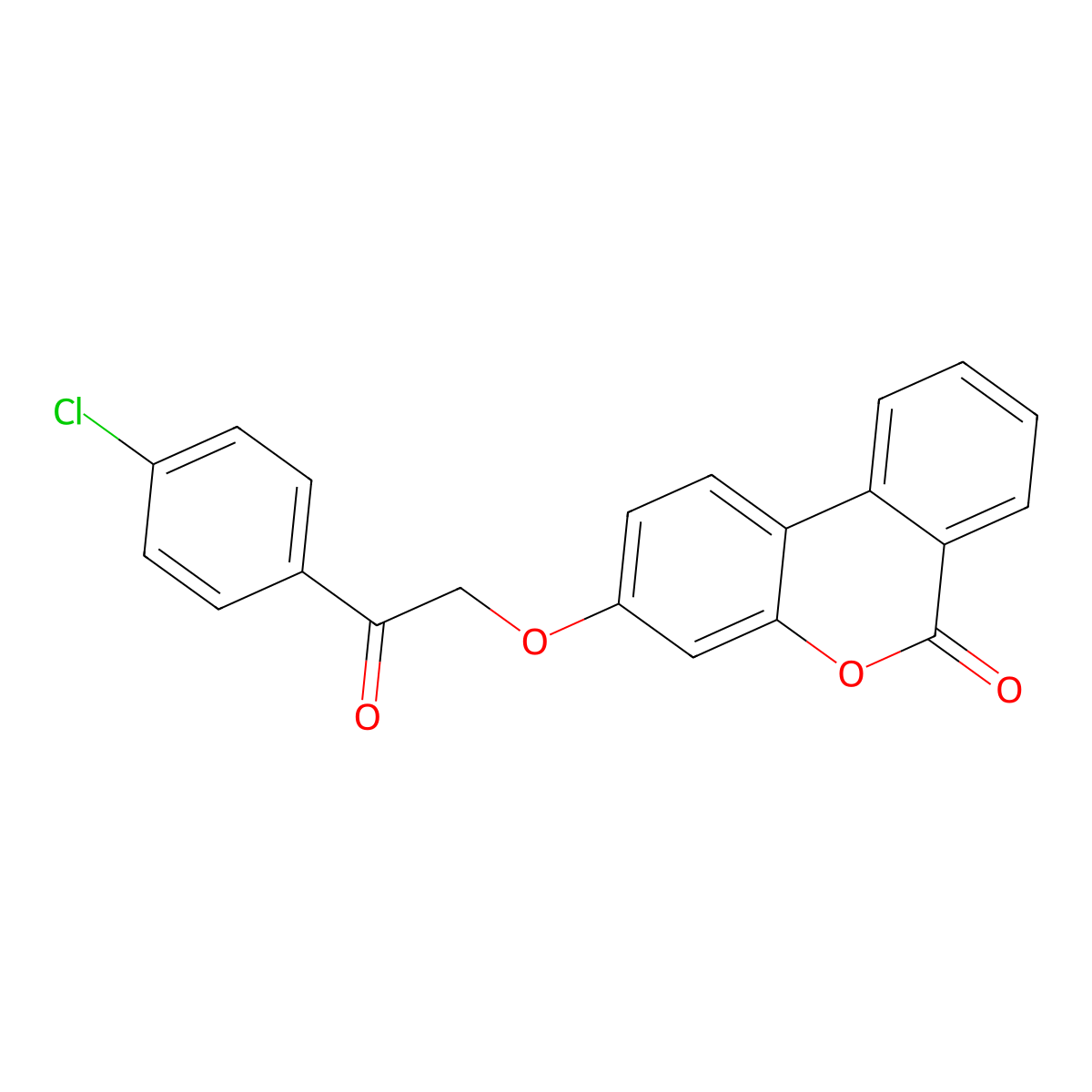 3-(2-(4-Chlorophenyl)-2-oxoethoxy)-6H-dibenzo(b,d)pyran-6-one molecular structure, CAS 307551-24-2