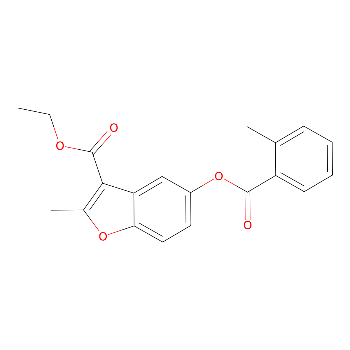 Ethyl 2-methyl-5-(2-methylbenzoyloxy)-1-benzofuran-3-carboxylate molecular structure, CAS 307551-66-2