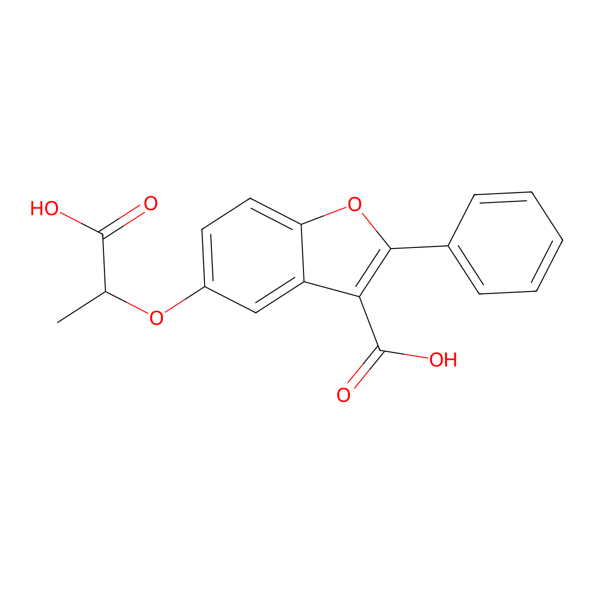 5-(1-Carboxyethoxy)-2-phenyl-1-benzofuran-3-carboxylic acid molecular structure, CAS 307551-70-8