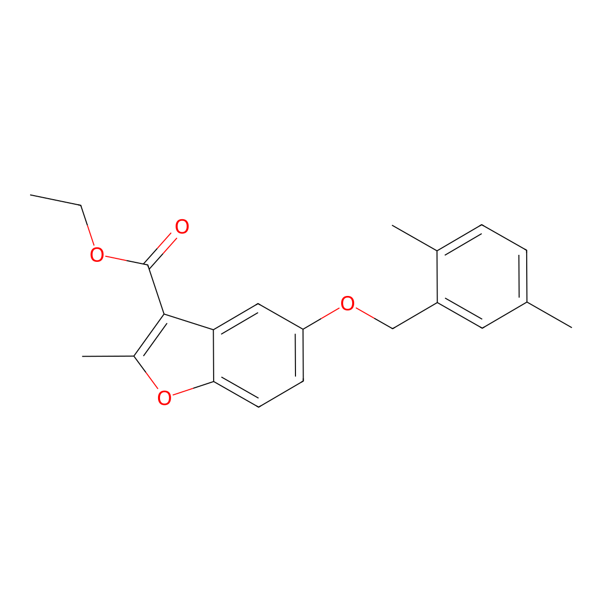 Ethyl 5-[(2,5-dimethylphenyl)methoxy]-2-methyl-1-benzofuran-3-carboxylate molecular structure, CAS 307551-72-0