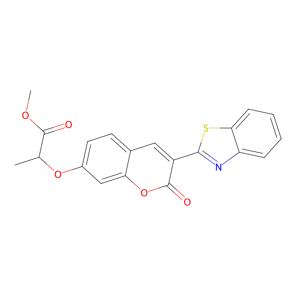 methyl 2-{[3-(1,3-benzothiazol-2-yl)-2-oxo-2H-chromen-7-yl]oxy}propanoate molecular structure, CAS 307551-79-7