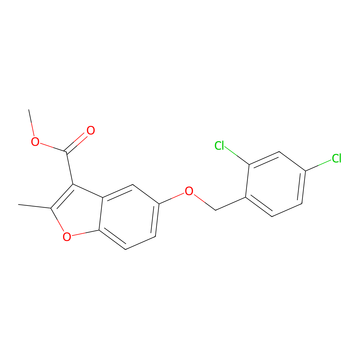Methyl 5-[(2,4-dichlorophenyl)methoxy]-2-methyl-1-benzofuran-3-carboxylate molecular structure, CAS 307551-96-8