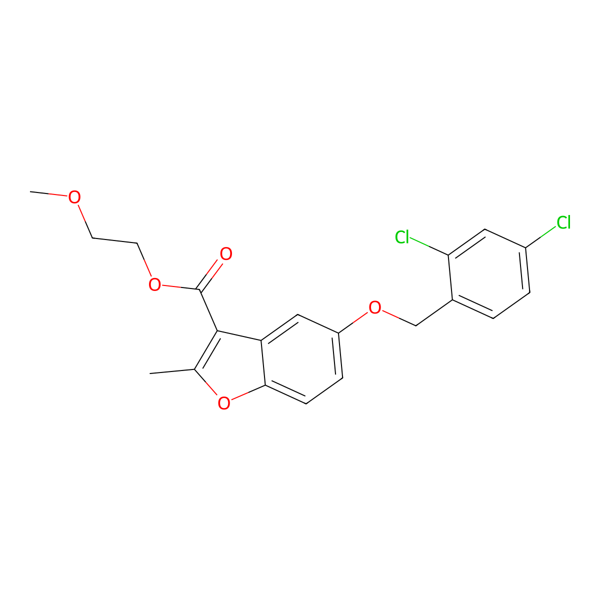 2-Methoxyethyl 5-[(2,4-dichlorophenyl)methoxy]-2-methyl-1-benzofuran-3-carboxylate molecular structure, CAS 307552-00-7