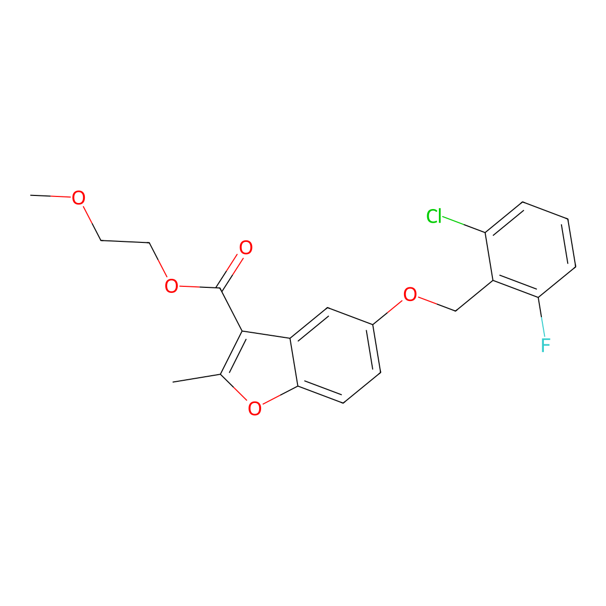 2-Methoxyethyl 5-[(2-chloro-6-fluorophenyl)methoxy]-2-methyl-1-benzofuran-3-carboxylate molecular structure, CAS 307552-01-8