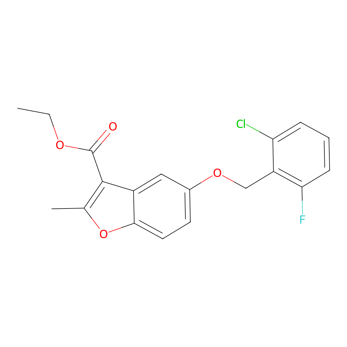 Ethyl 5-[(2-chloro-6-fluorophenyl)methoxy]-2-methyl-1-benzofuran-3-carboxylate molecular structure, CAS 307552-02-9