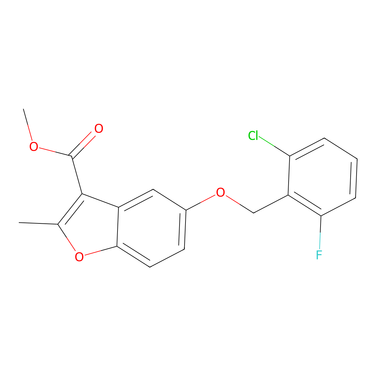 Methyl 5-[(2-chloro-6-fluorophenyl)methoxy]-2-methyl-1-benzofuran-3-carboxylate molecular structure, CAS 307552-04-1