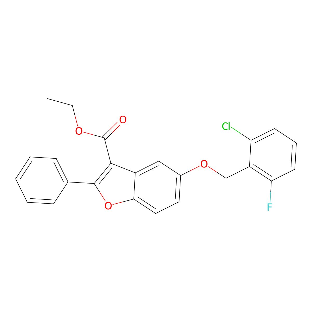Ethyl 5-[(2-chloro-6-fluorophenyl)methoxy]-2-phenyl-1-benzofuran-3-carboxylate molecular structure, CAS 307552-05-2