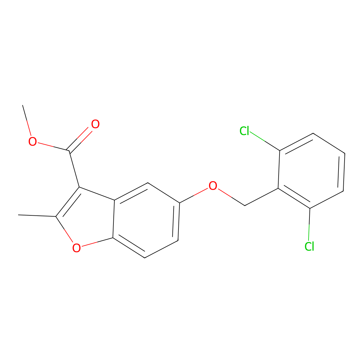 Methyl 5-[(2,6-dichlorophenyl)methoxy]-2-methyl-1-benzofuran-3-carboxylate molecular structure, CAS 307552-10-9