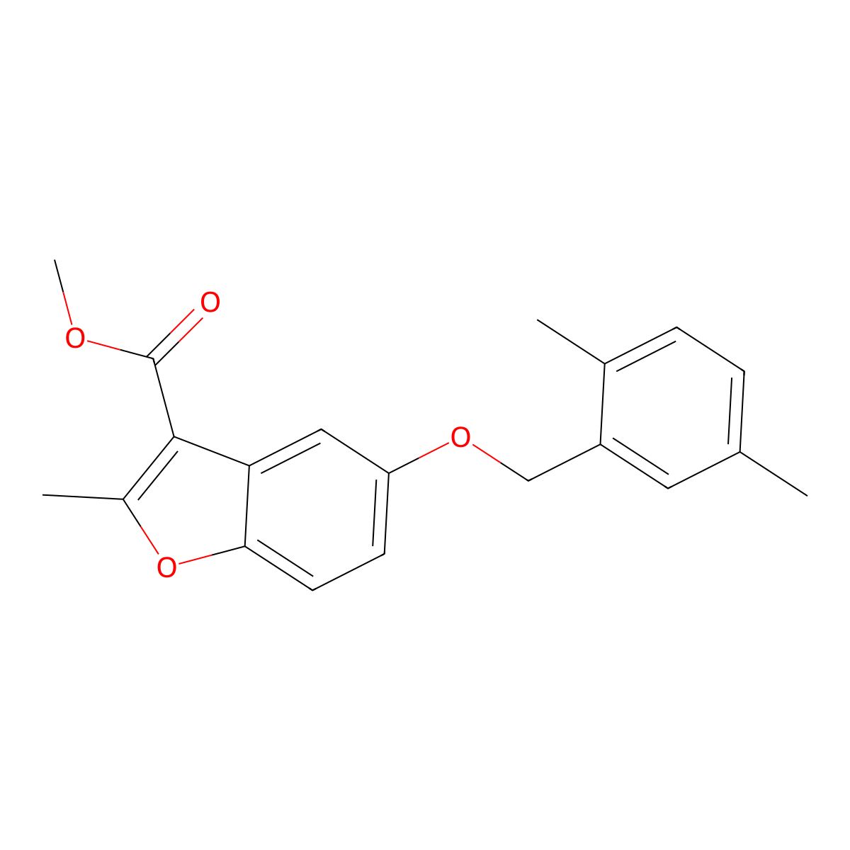 Methyl 5-[(2,5-dimethylphenyl)methoxy]-2-methyl-1-benzofuran-3-carboxylate molecular structure, CAS 307552-14-3