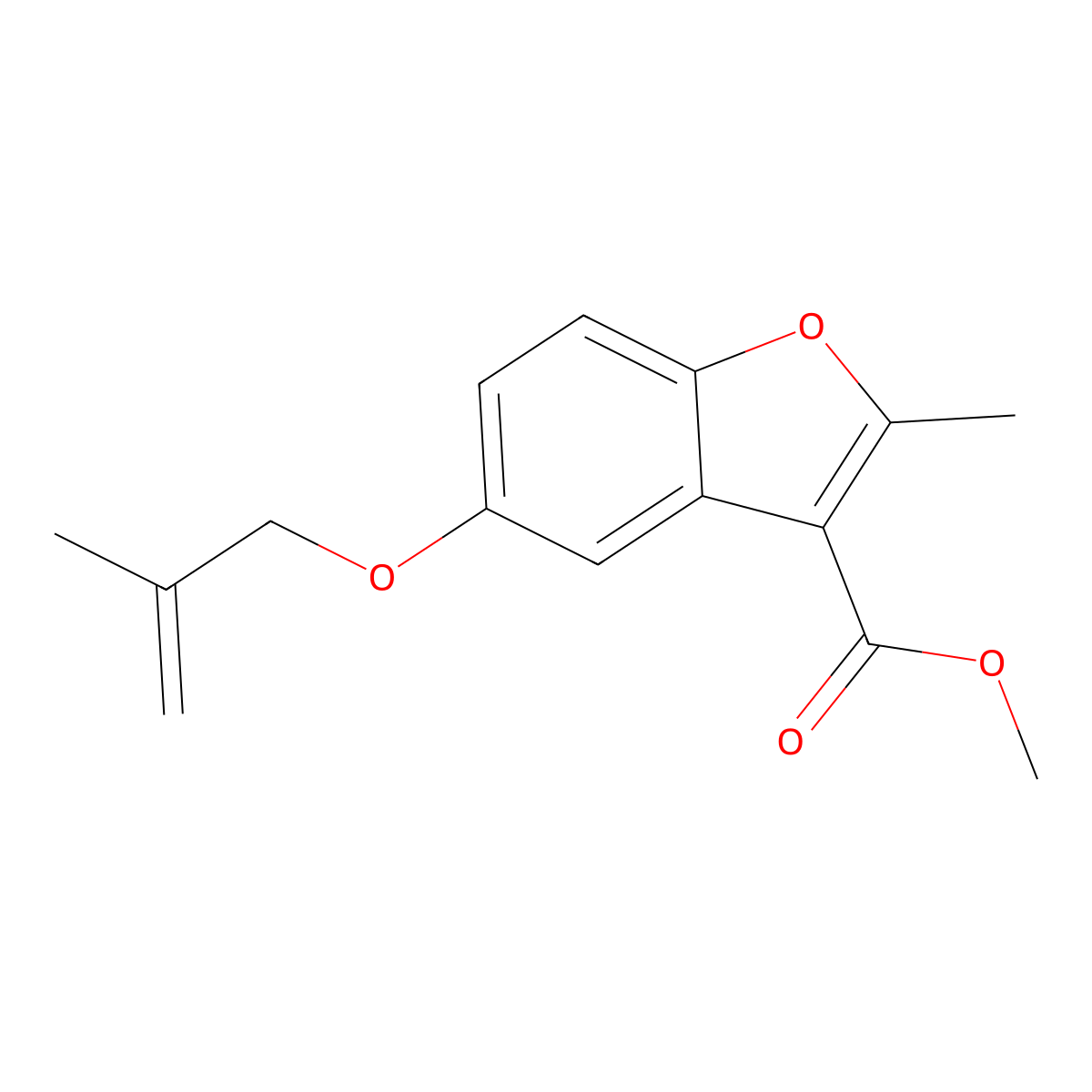 Methyl 2-methyl-5-(2-methylprop-2-enoxy)-1-benzofuran-3-carboxylate molecular structure, CAS 307552-21-2