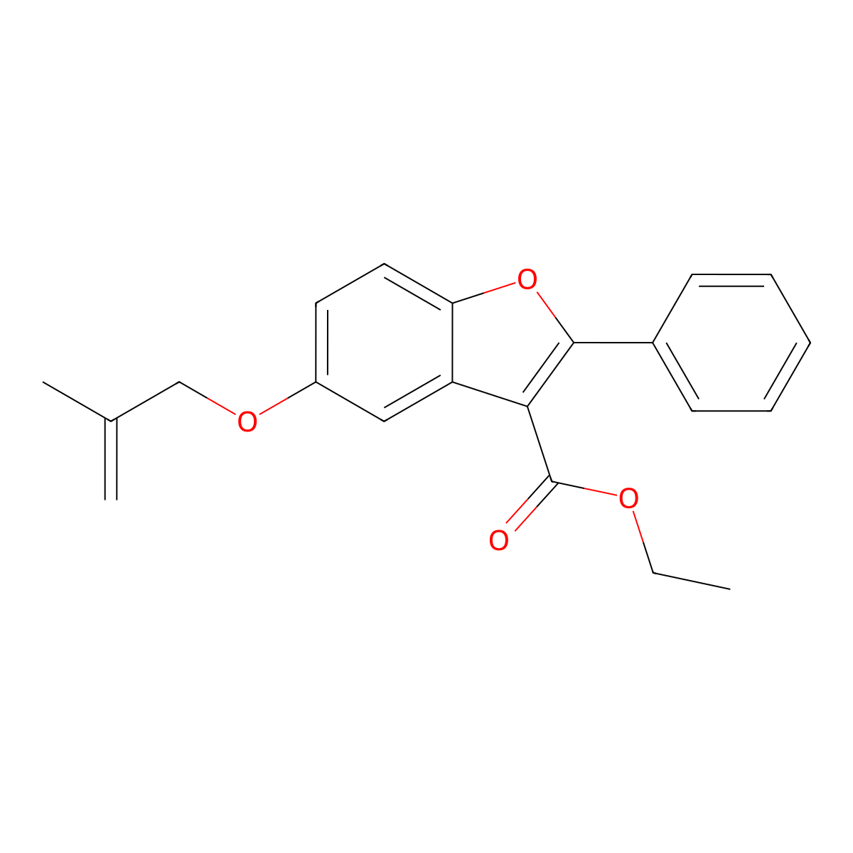 Ethyl 5-[(2-methylprop-2-en-1-yl)oxy]-2-phenyl-1-benzofuran-3-carboxylate molecular structure, CAS 307552-24-5