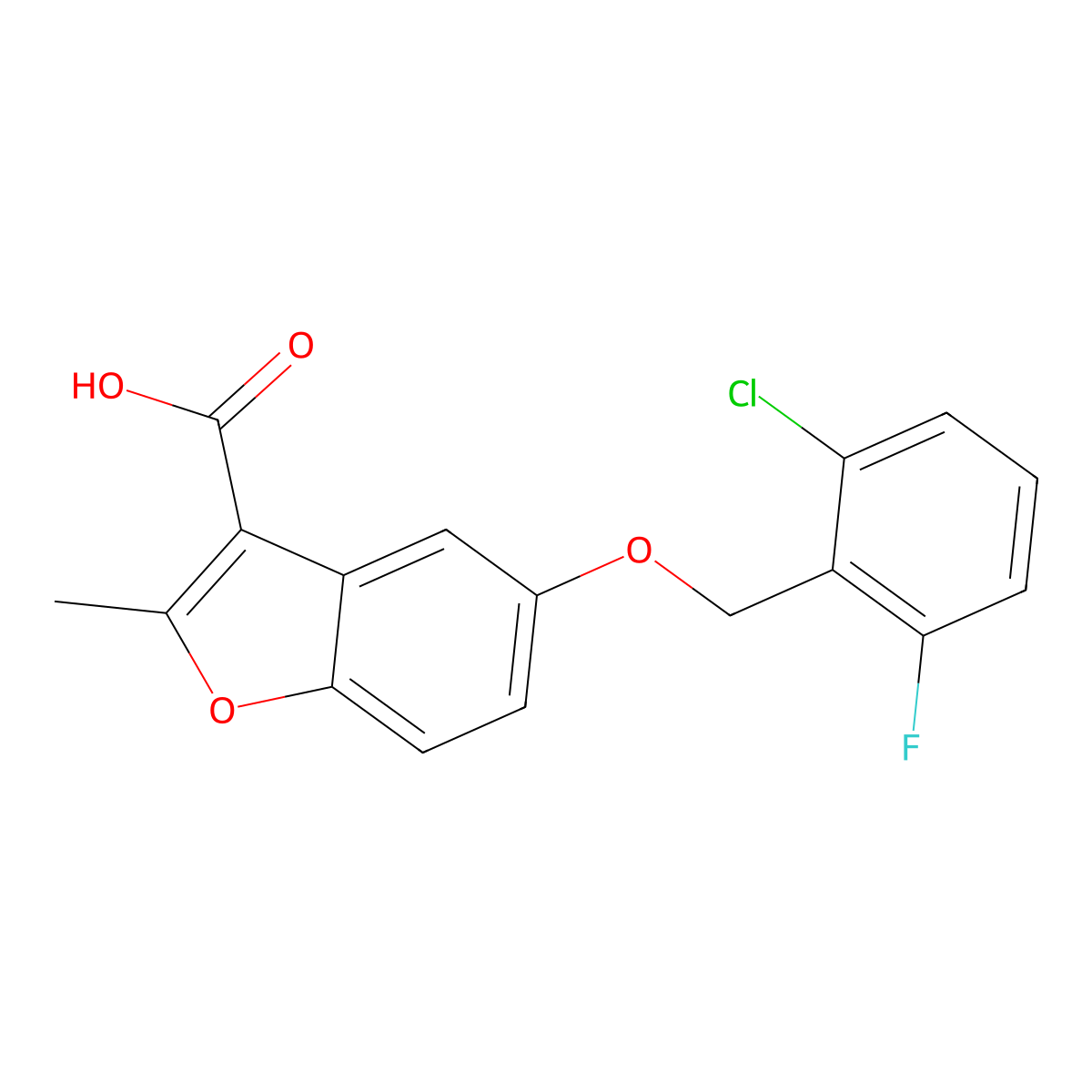 5-[(2-Chloro-6-fluorophenyl)methoxy]-2-methyl-1-benzofuran-3-carboxylic acid molecular structure, CAS 307552-27-8