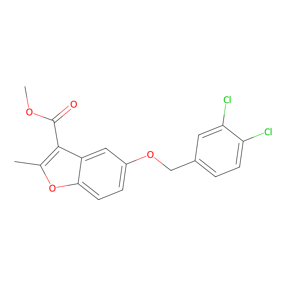 Methyl 5-[(3,4-dichlorophenyl)methoxy]-2-methyl-1-benzofuran-3-carboxylate molecular structure, CAS 307552-28-9