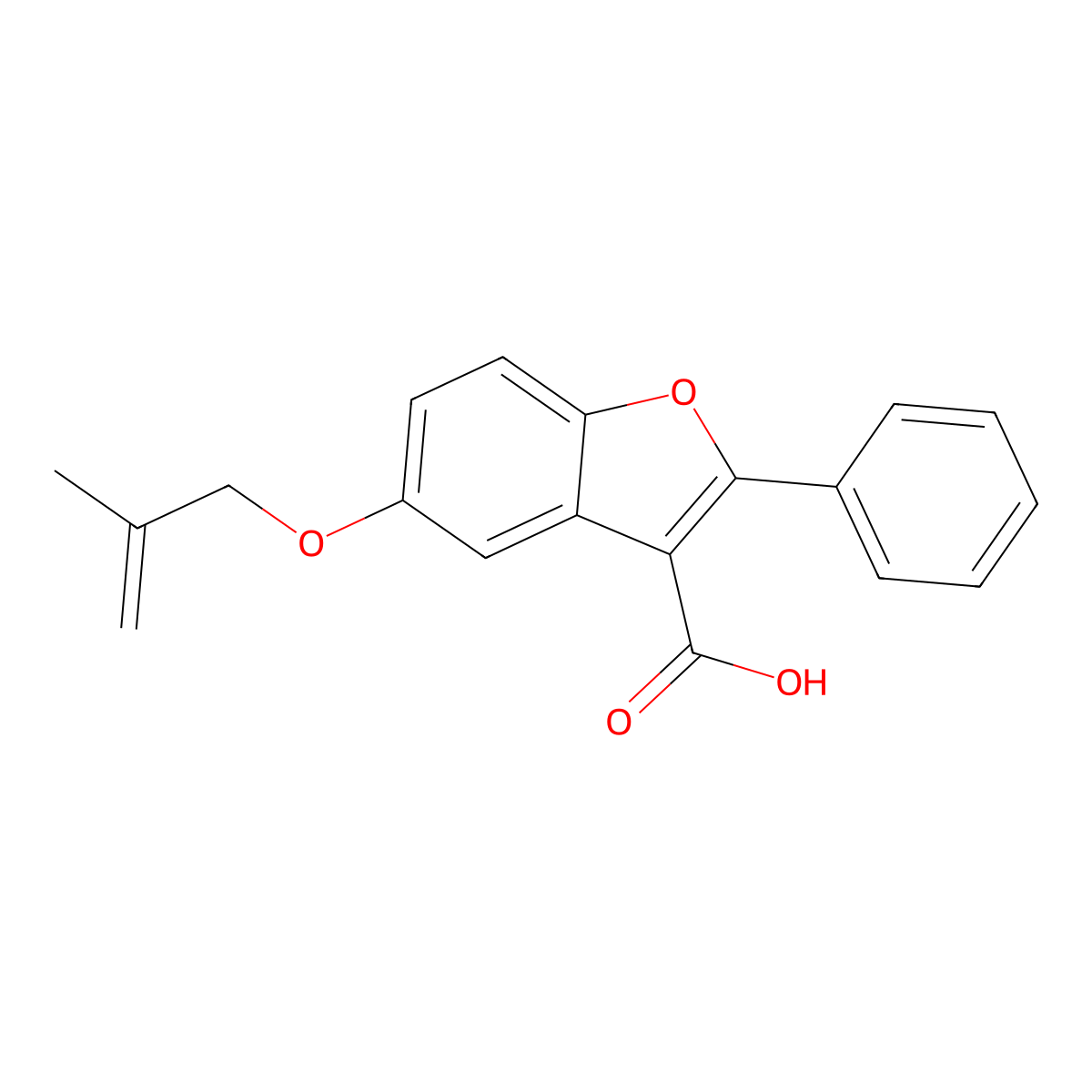 5-[(2-Methylprop-2-en-1-yl)oxy]-2-phenyl-1-benzofuran-3-carboxylic acid molecular structure, CAS 307552-33-6