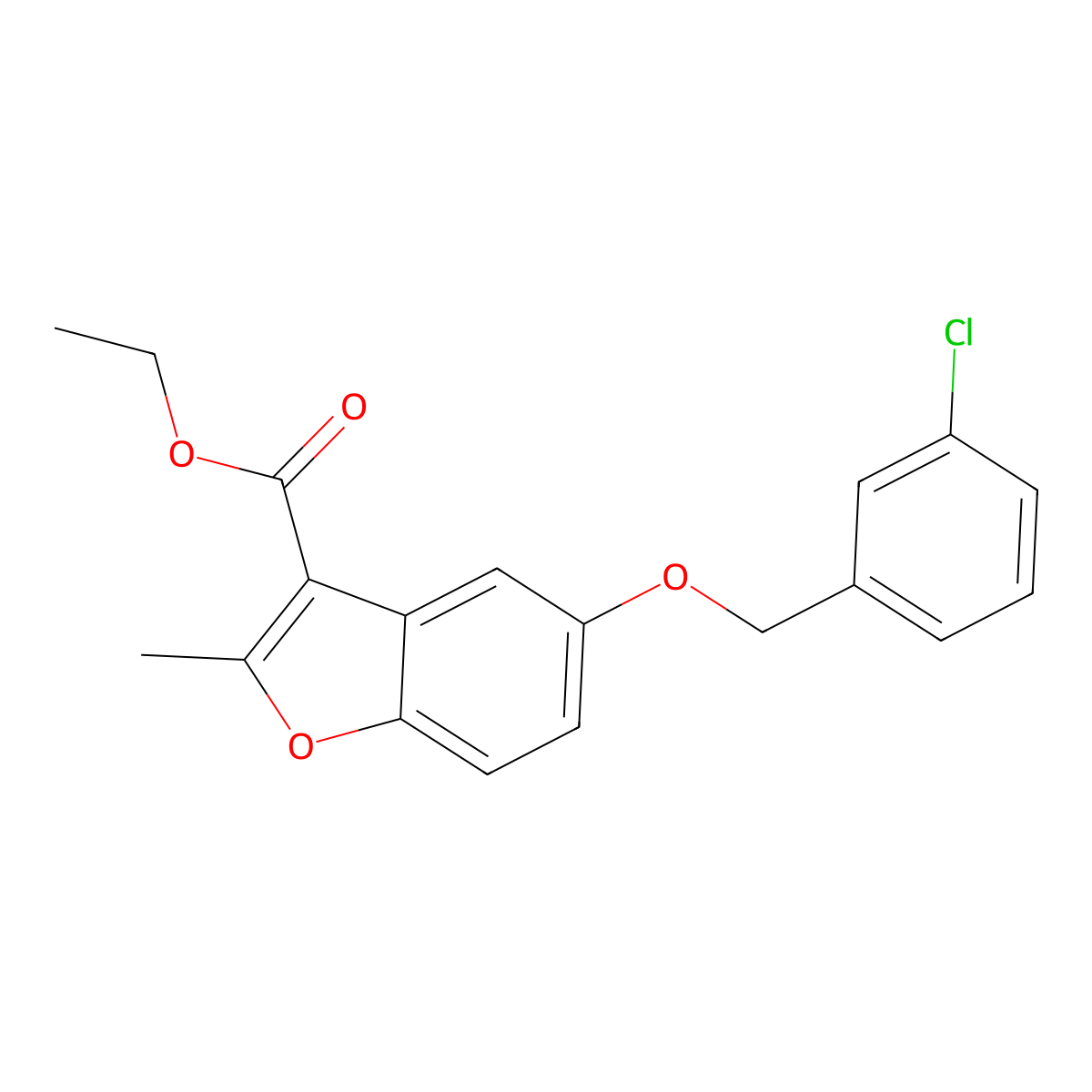 Ethyl 5-[(3-chlorophenyl)methoxy]-2-methyl-1-benzofuran-3-carboxylate molecular structure, CAS 307552-35-8