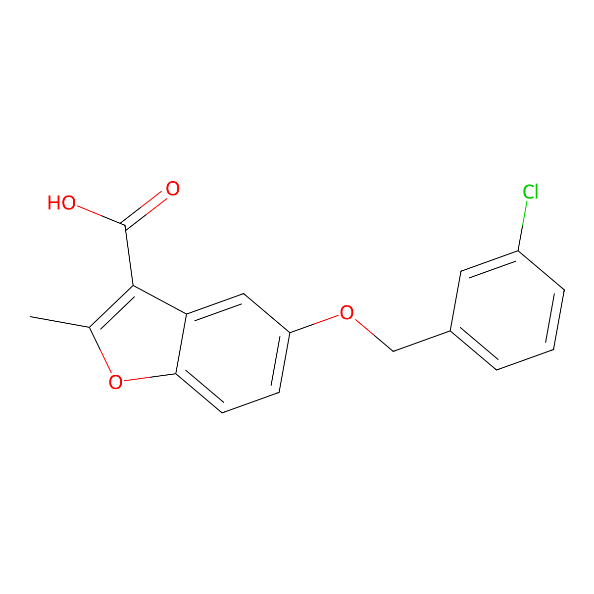 5-[(3-Chlorophenyl)methoxy]-2-methyl-1-benzofuran-3-carboxylic acid molecular structure, CAS 307552-40-5