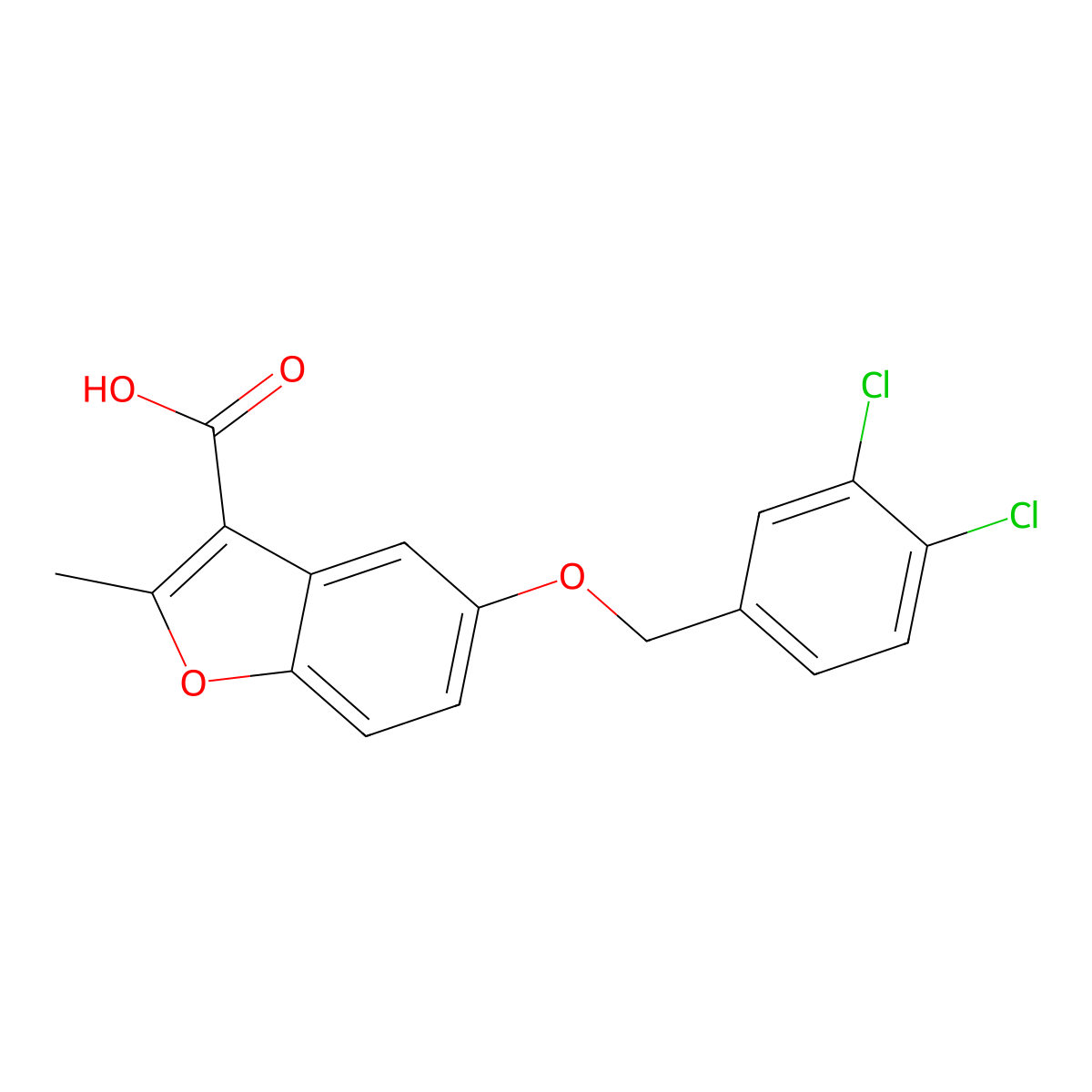 5-[(3,4-Dichlorophenyl)methoxy]-2-methyl-1-benzofuran-3-carboxylic acid molecular structure, CAS 307552-41-6