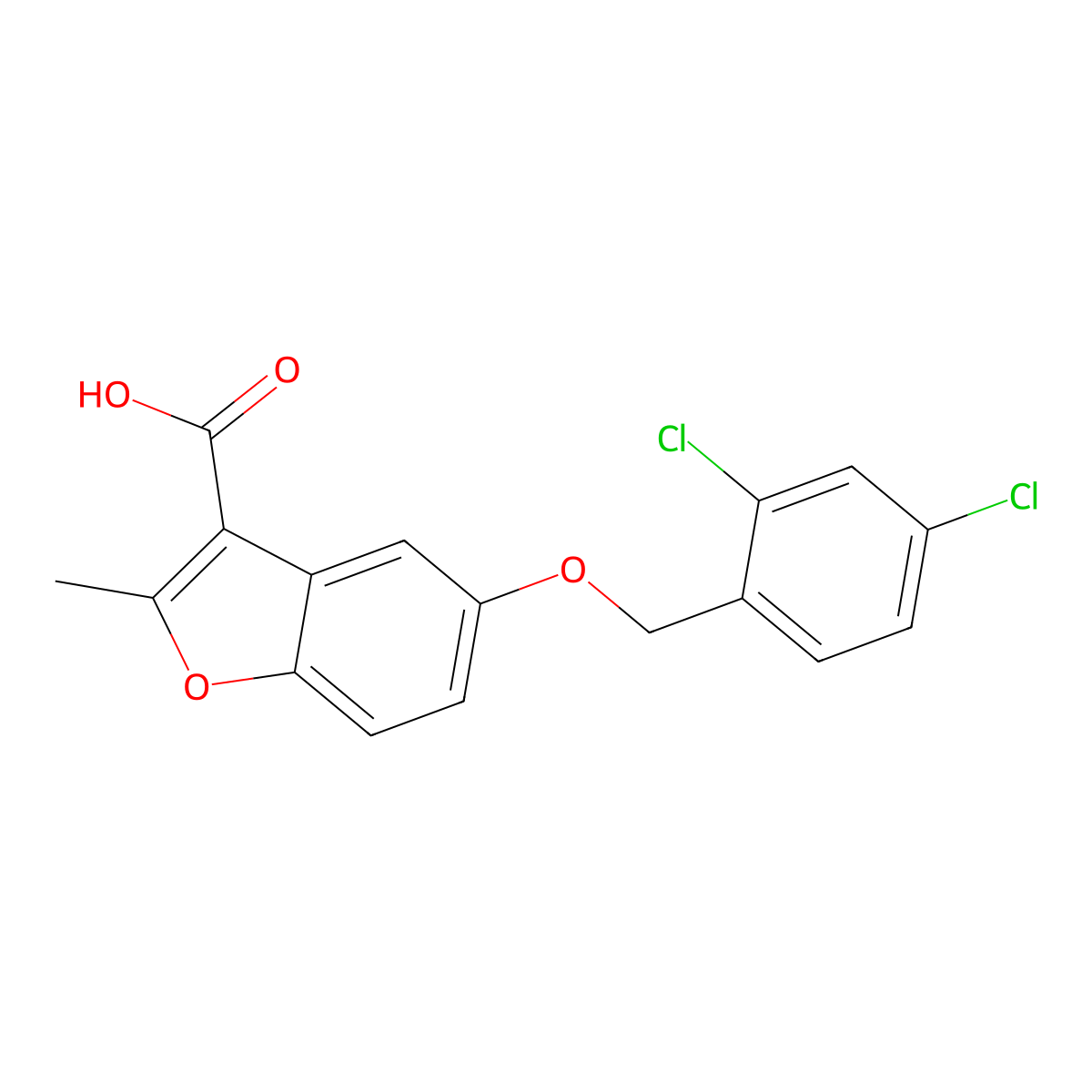 5-[(2,4-Dichlorophenyl)methoxy]-2-methyl-1-benzofuran-3-carboxylic acid molecular structure, CAS 307552-46-1