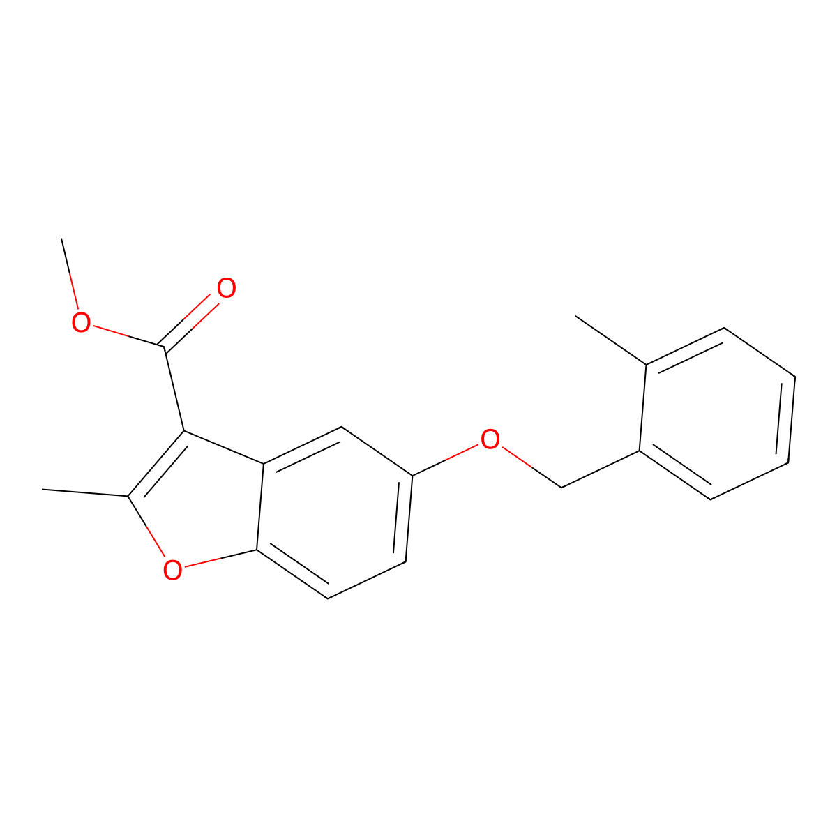 Methyl 2-methyl-5-[(2-methylphenyl)methoxy]-1-benzofuran-3-carboxylate molecular structure, CAS 307552-47-2
