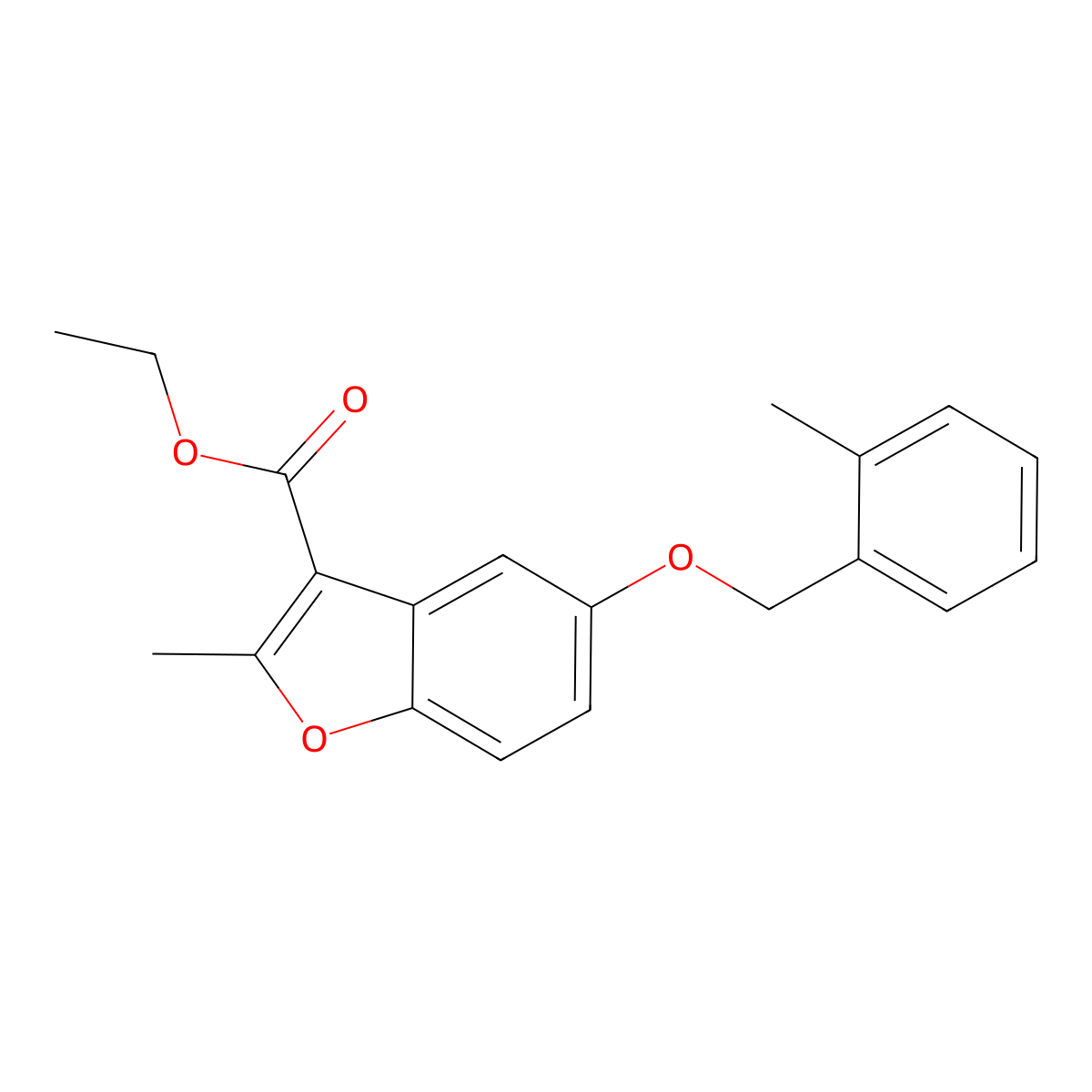 Ethyl 2-methyl-5-[(2-methylphenyl)methoxy]-1-benzofuran-3-carboxylate molecular structure, CAS 307552-48-3