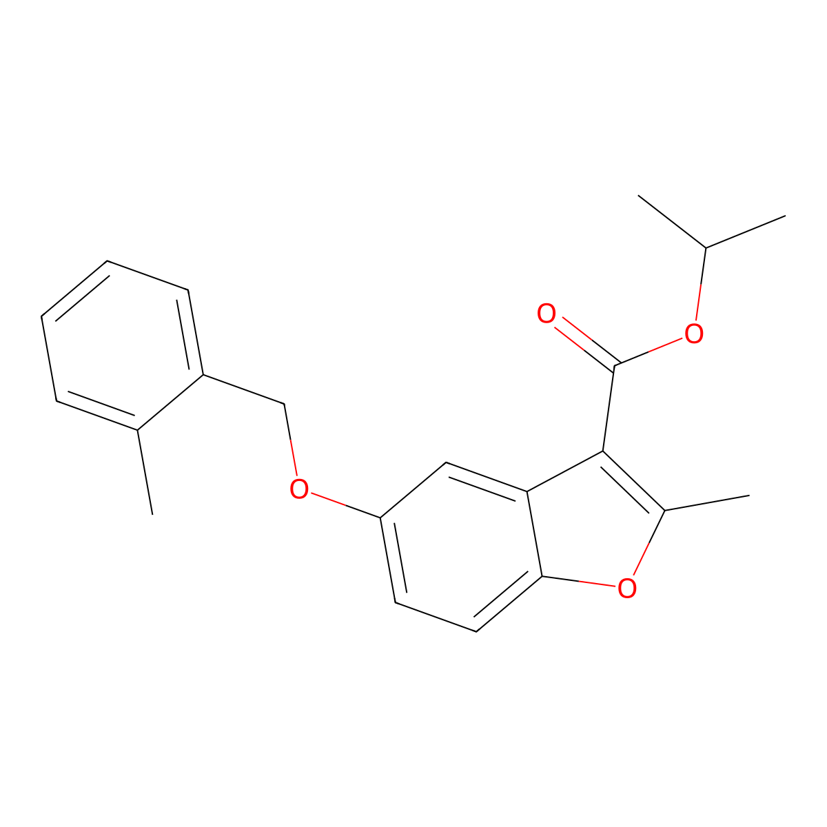 Propan-2-yl 2-methyl-5-[(2-methylphenyl)methoxy]-1-benzofuran-3-carboxylate molecular structure, CAS 307552-49-4