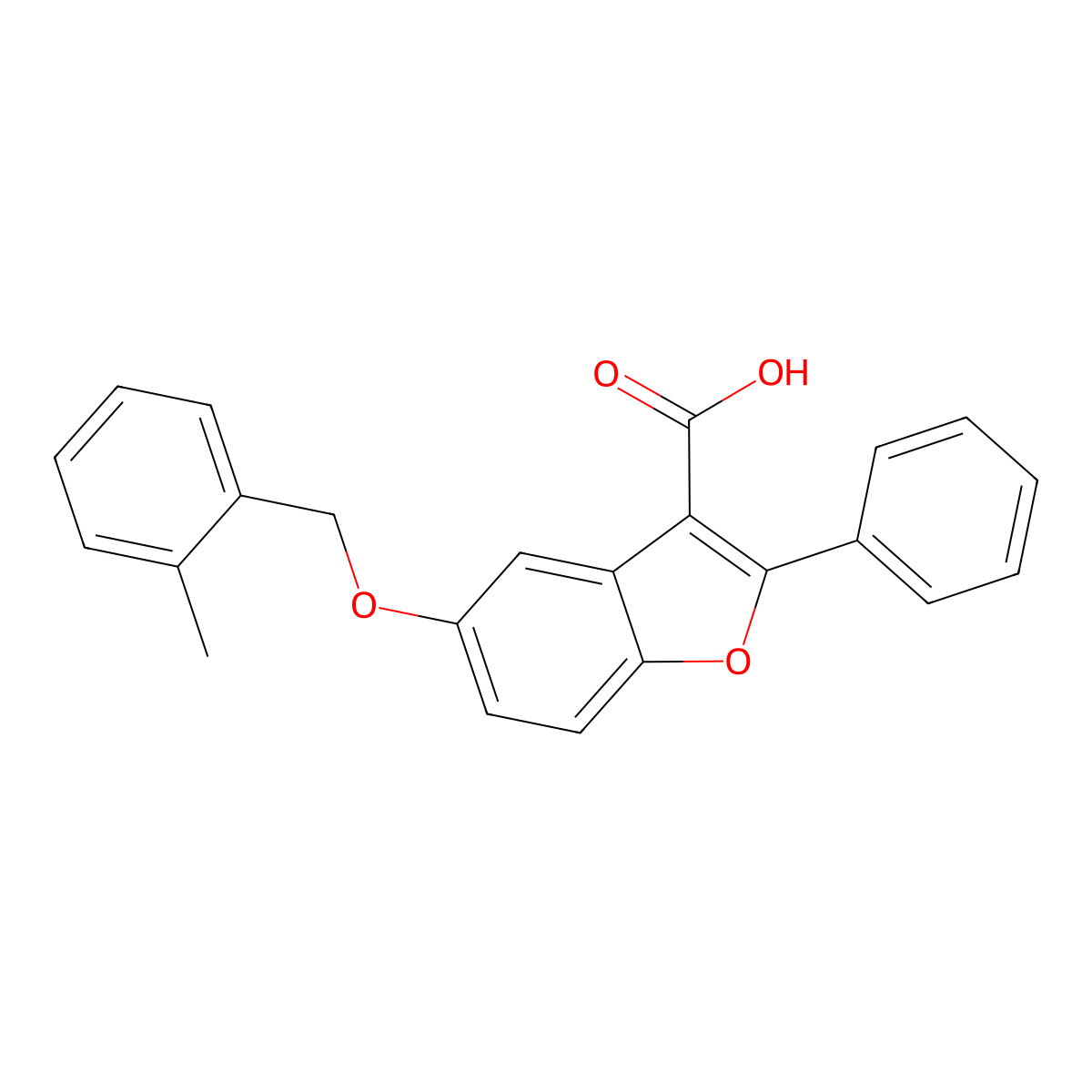 5-[(2-Methylphenyl)methoxy]-2-phenyl-1-benzofuran-3-carboxylic acid molecular structure, CAS 307552-53-0