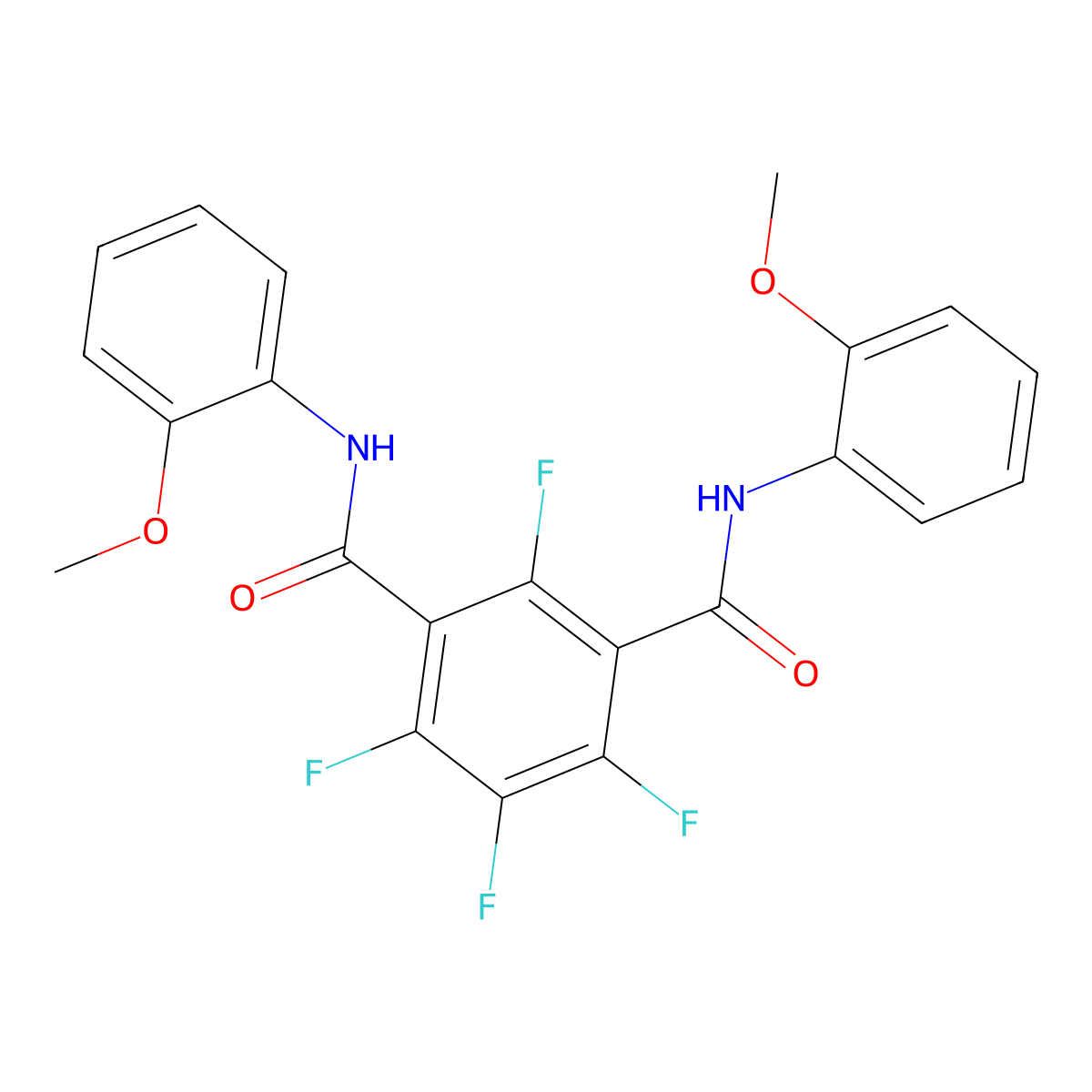 2,4,5,6-Tetrafluoro-N,N'-bis-(2-methoxy-phenyl)-isophthalamide molecular structure, CAS 307553-40-8