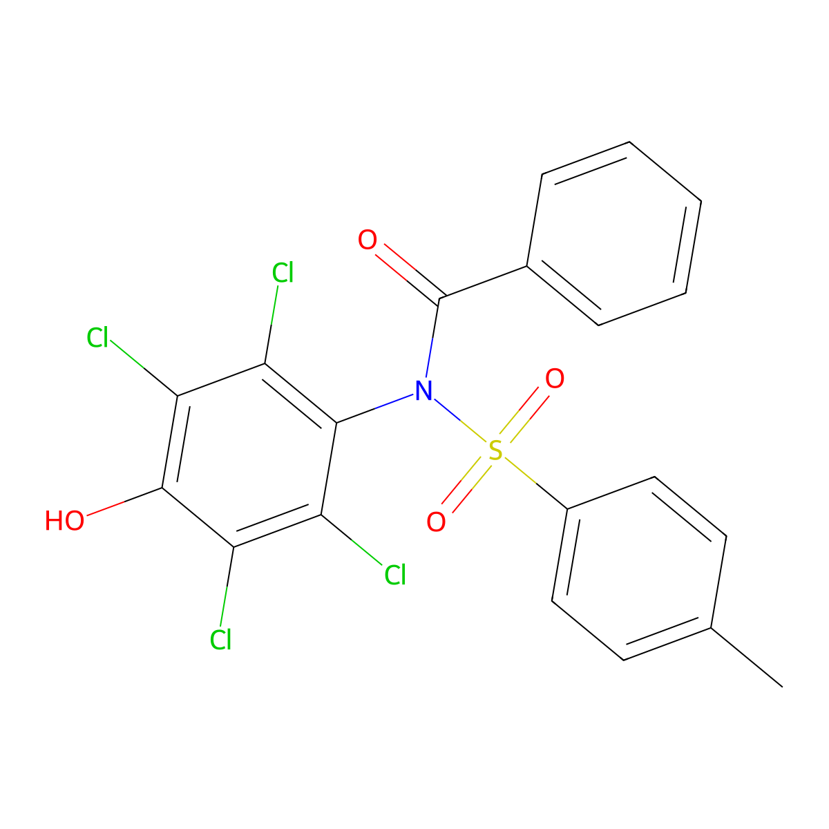 N-(4-methylphenyl)sulfonyl-N-(2,3,5,6-tetrachloro-4-hydroxyphenyl)benzamide molecular structure, CAS 307553-83-9