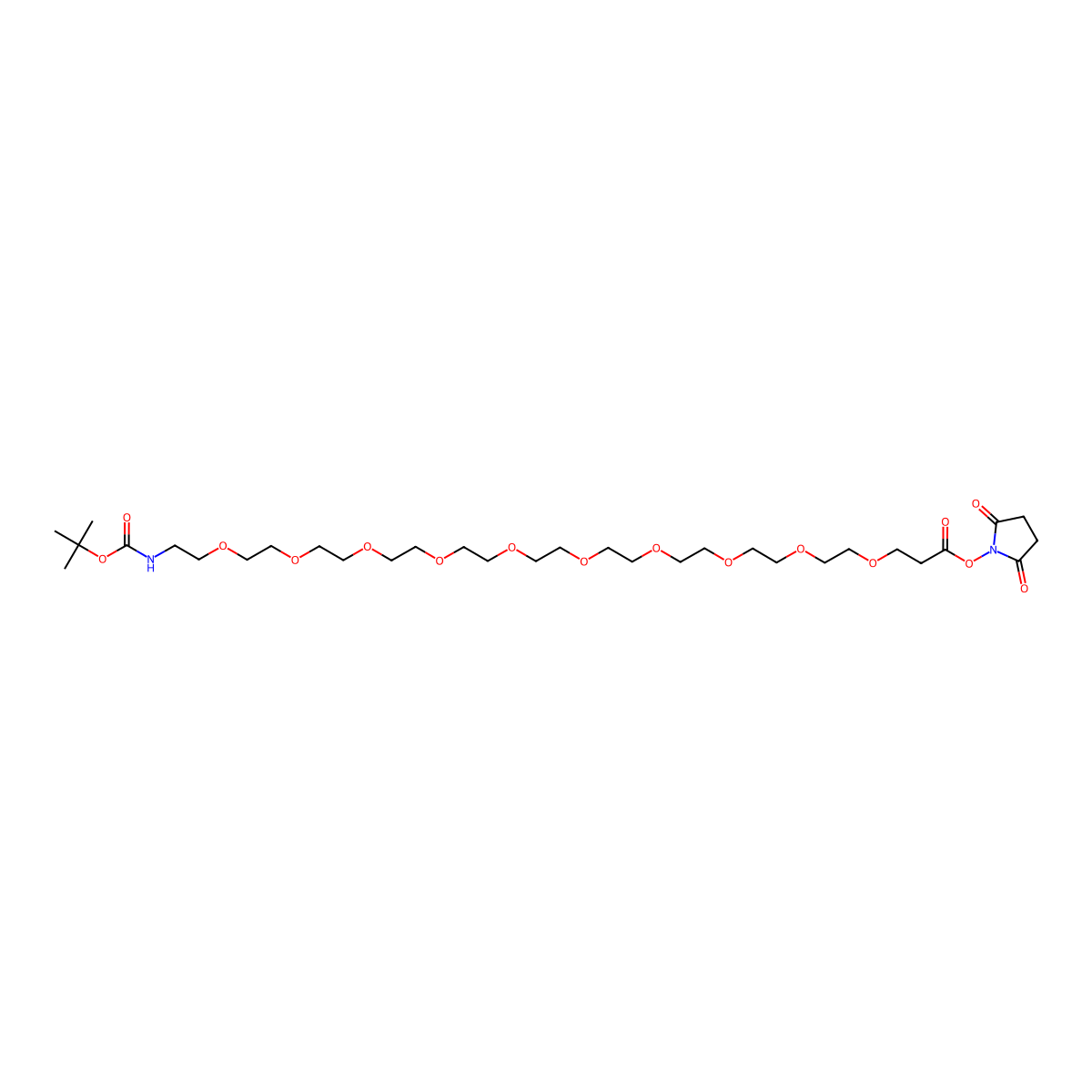 t-Boc-N-amido-PEG10-NHS ester molecular structure, CAS 3075546-11-8