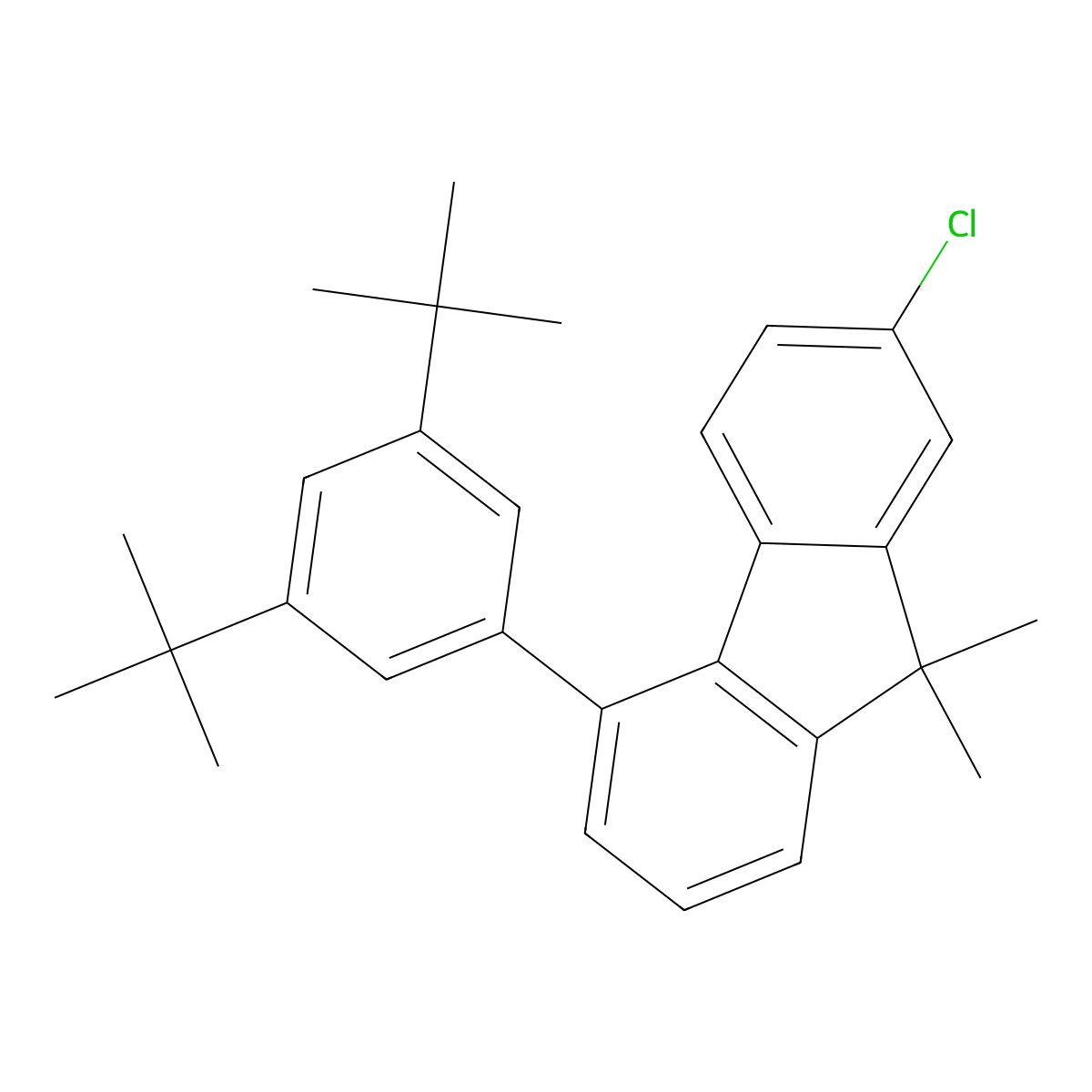 2-Chloro-5-(3,5-di-tert-butylphenyl)-9,9-dimethyl-9H-fluorene molecular structure, CAS 3075616-42-8