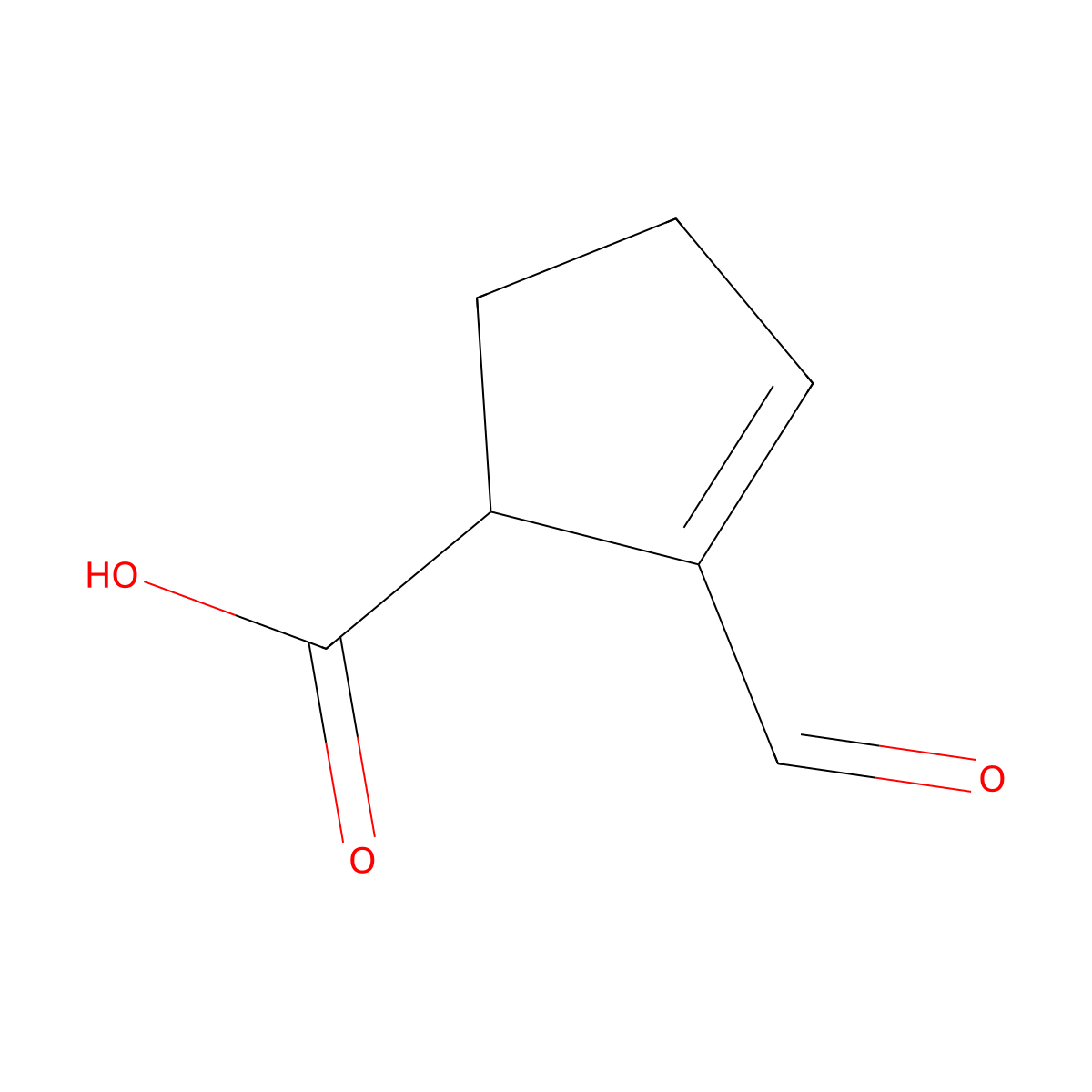 2-Formylcyclopent-2-ene-1-carboxylic acid molecular structure, CAS 30758-76-0
