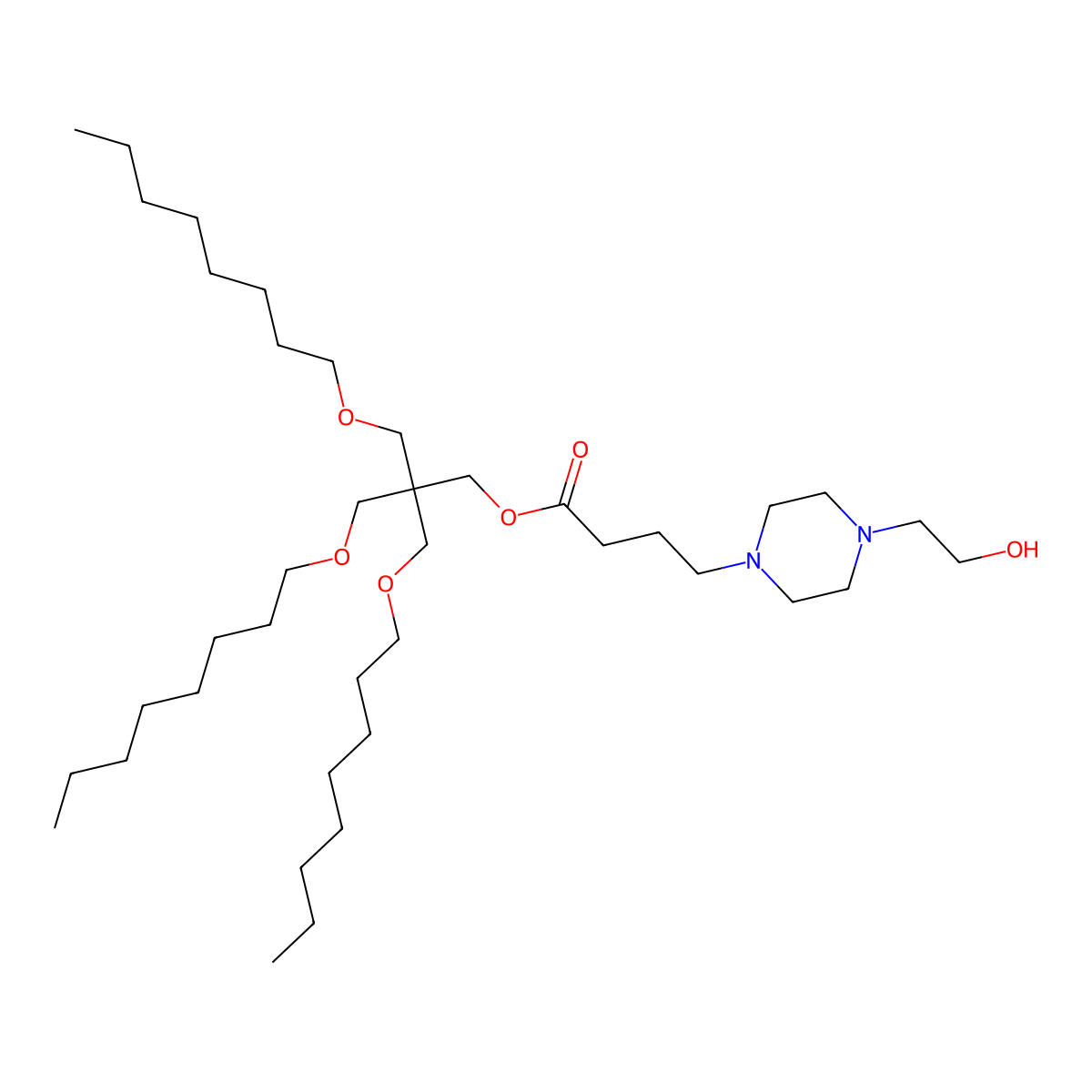 [3-Octoxy-2,2-bis(octoxymethyl)propyl] 4-[4-(2-hydroxyethyl)piperazin-1-yl]butanoate molecular structure, CAS 3076338-32-1