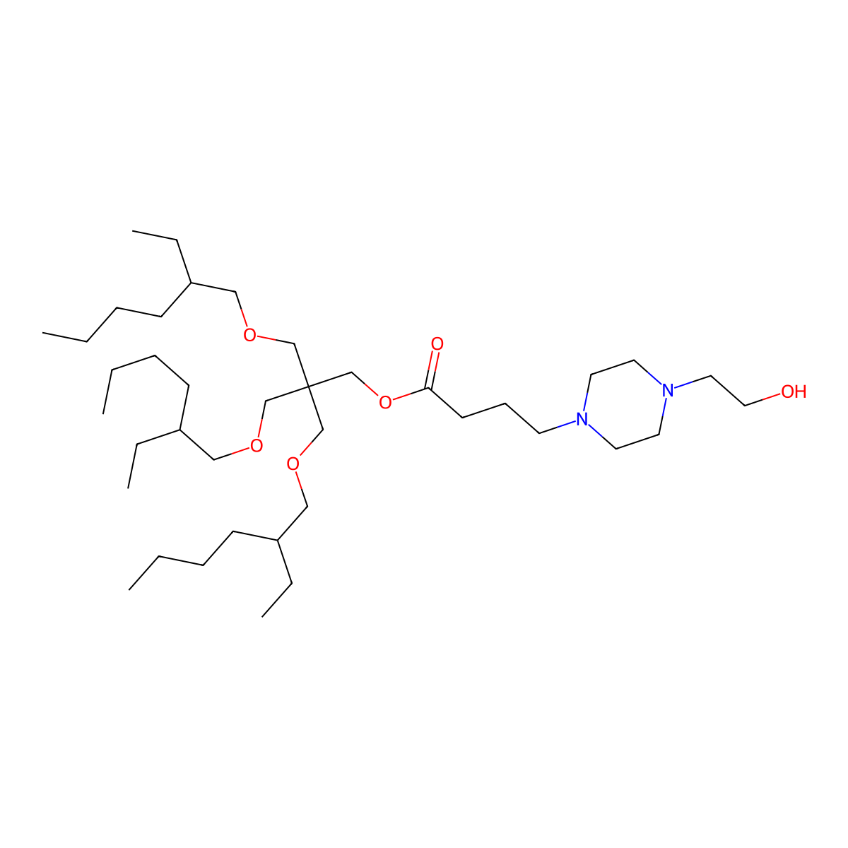 [3-(2-Ethylhexoxy)-2,2-bis(2-ethylhexoxymethyl)propyl] 4-[4-(2-hydroxyethyl)piperazin-1-yl]butanoate molecular structure, CAS 3076338-50-3