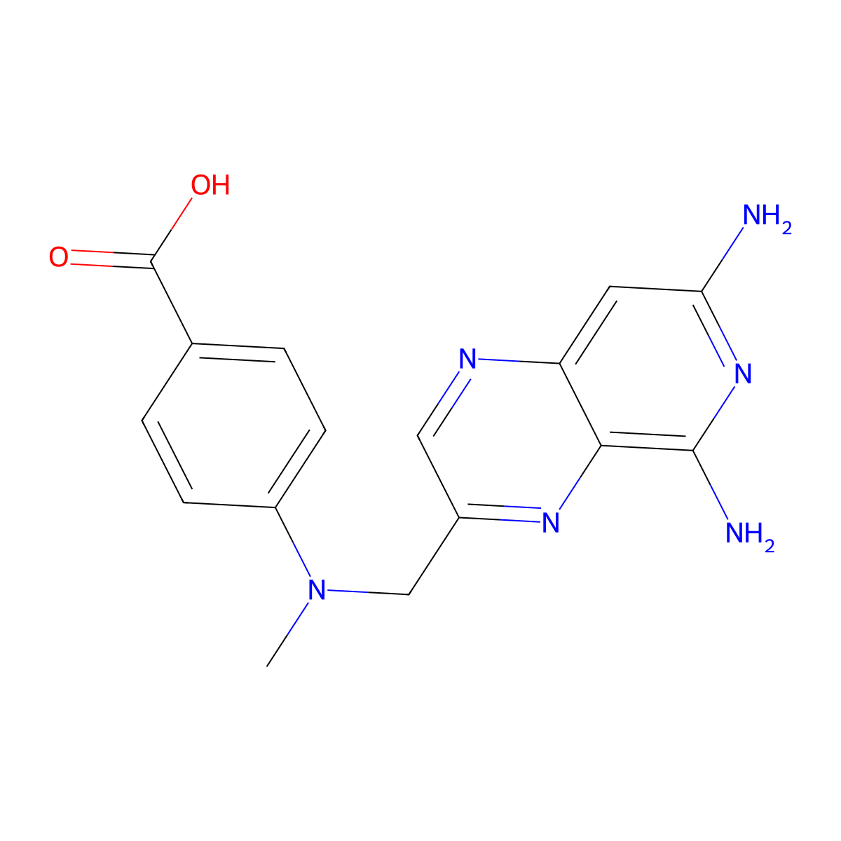 BENZOIC ACID, p-(((5,7-DIAMINOPYRIDO(3,4-b)PYRAZIN-3-YL)METHYL)METHYLAMINO)- molecular structure, CAS 30768-54-8