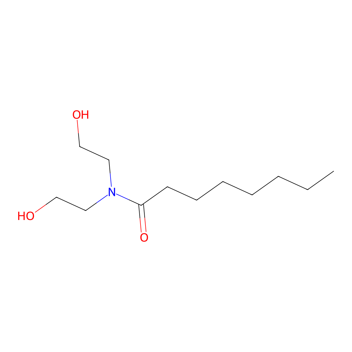 N,N-bis(2-hydroxyethyl)octanamide molecular structure, CAS 3077-30-3