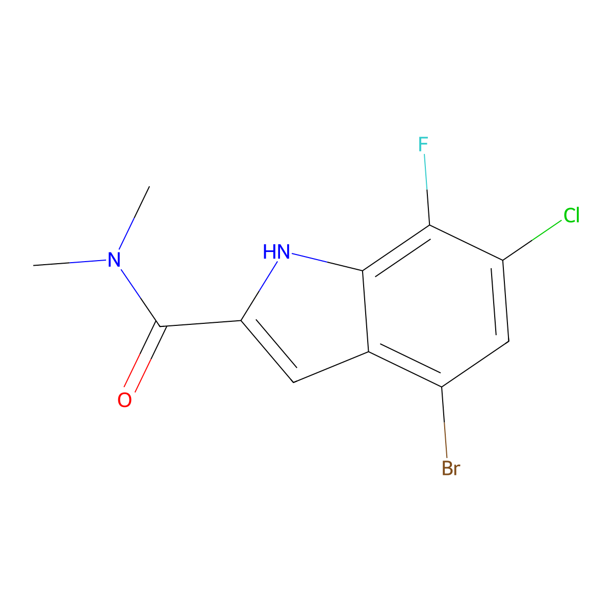 4-Bromo-6-chloro-7-fluoro-N,N-dimethyl-1H-indole-2-carboxamide molecular structure, CAS 3077376-31-6