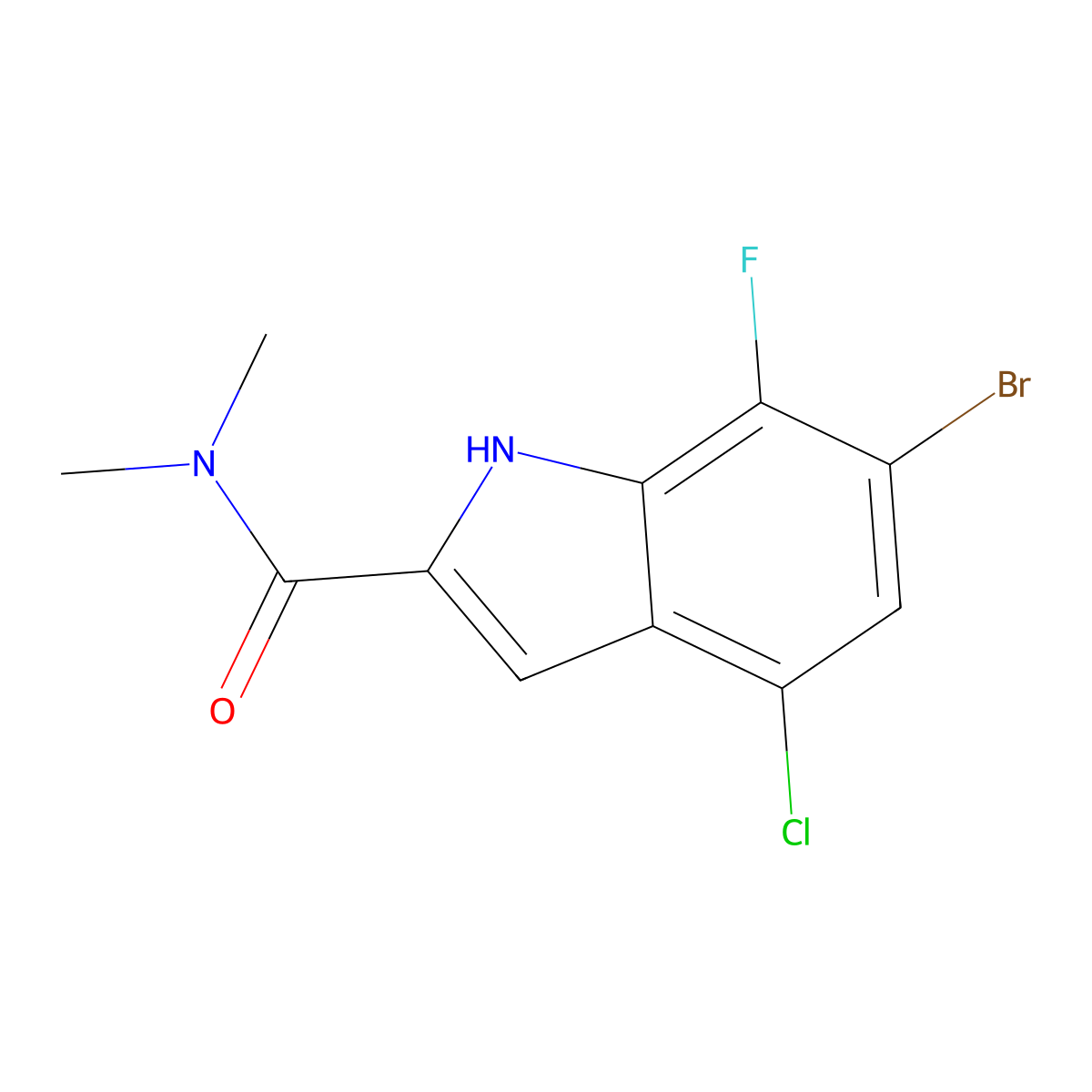 6-bromo-4-chloro-7-fluoro-N,N-dimethyl-1H-indole-2-carboxamide molecular structure, CAS 3077376-54-3