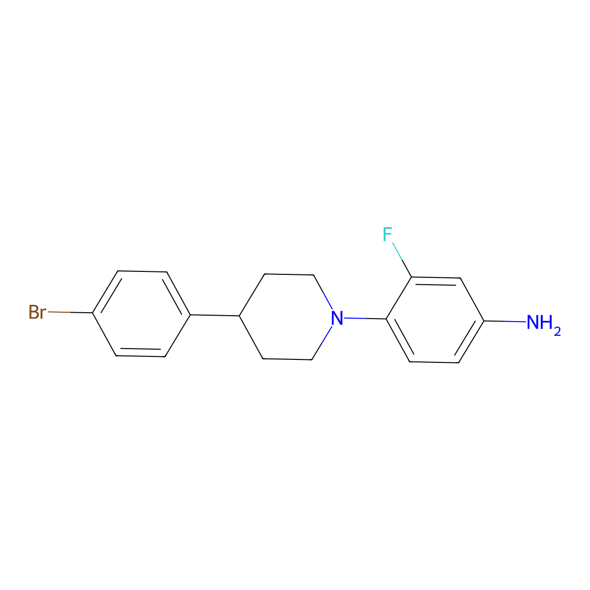 4-[4-(4-Bromophenyl)piperidin-1-yl]-3-fluoroaniline molecular structure, CAS 3077379-26-8