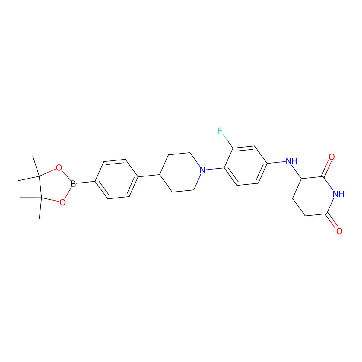 4-[1-[4-[(2,6-Dioxopiperidin-3-yl)amino]-2-fluorophenyl]piperidin-4-yl]phenylboronic Acid Pinacol Ester molecular structure, CAS 3077379-28-0