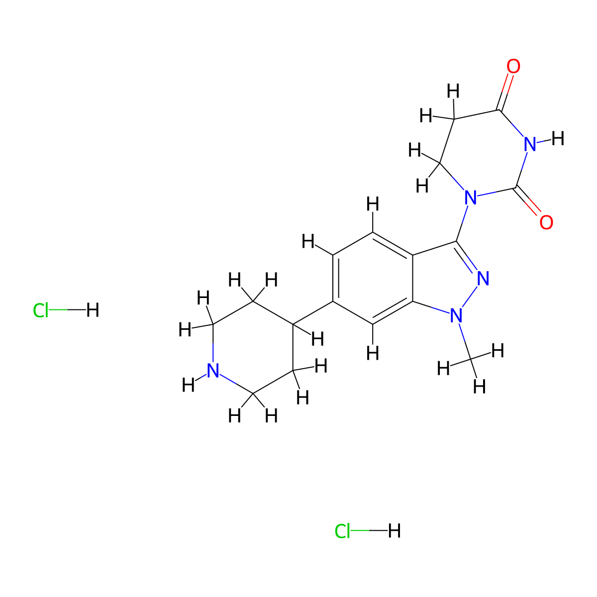 1-[1-Methyl-6-(4-piperidyl)indazol-3-YL]hexahydropyrimidine-2,4-dione dihydrochloride molecular structure, CAS 3077528-59-4
