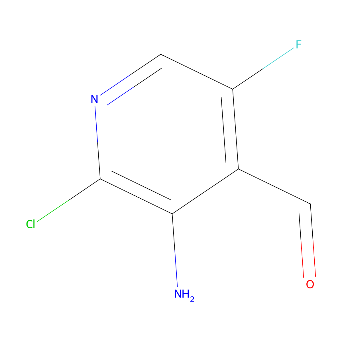 3-Amino-2-chloro-5-fluoropyridine-4-carbaldehyde molecular structure, CAS 3077721-57-1
