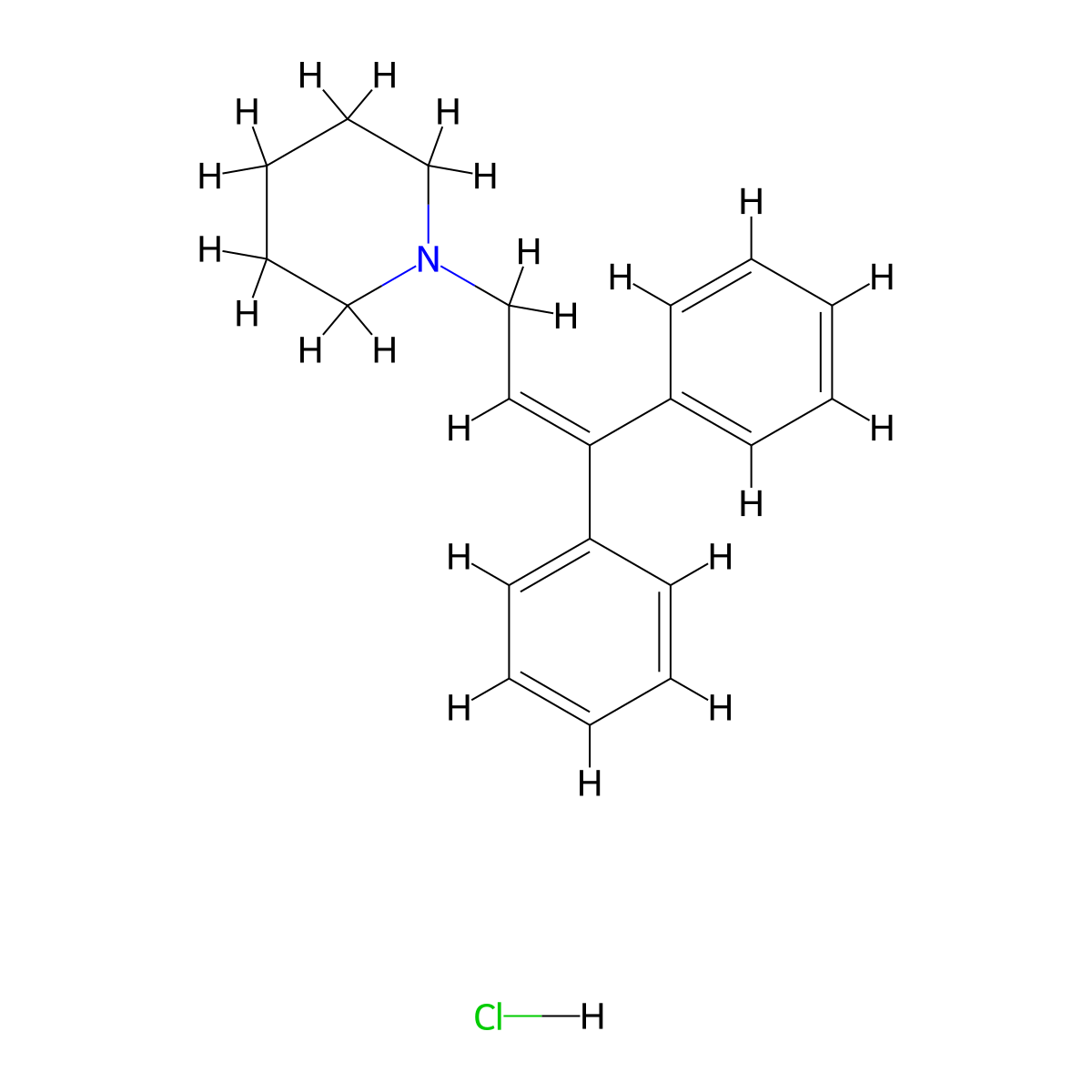 Piperidine, 1-(3,3-diphenylallyl)-, hydrochloride molecular structure, CAS 30778-27-9