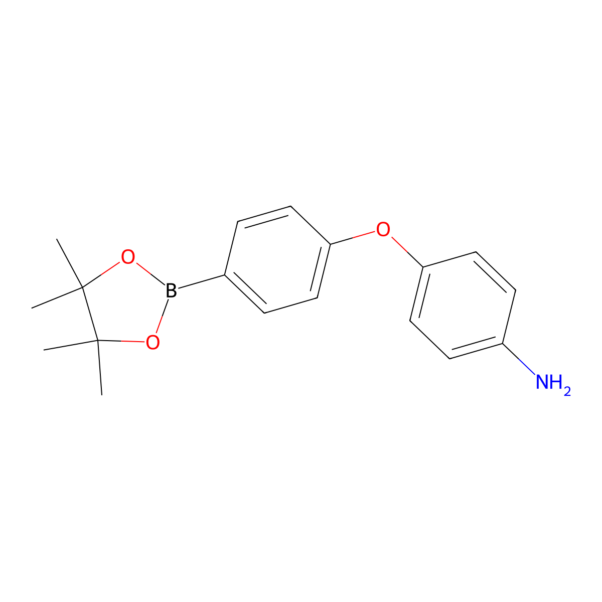4-(4-(4,4,5,5-Tetramethyl-1,3,2-dioxaborolan-2-YL)phenoxy)aniline molecular structure, CAS 3077856-36-8