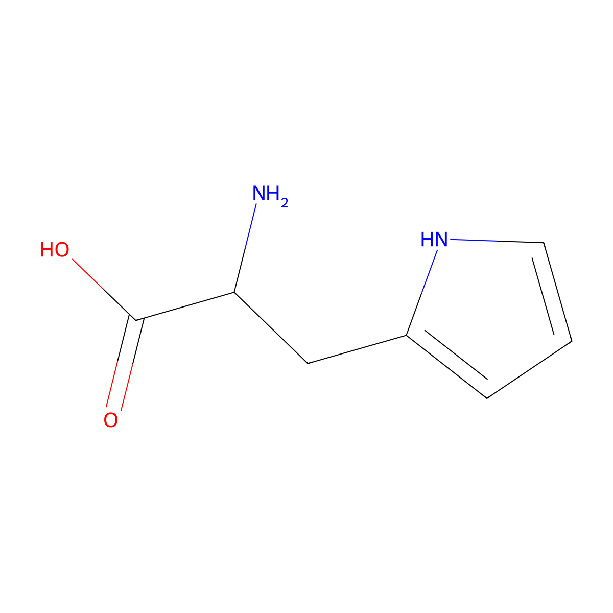 2-amino-3-(1H-pyrrol-2-yl)propanoic acid molecular structure, CAS 3078-36-2