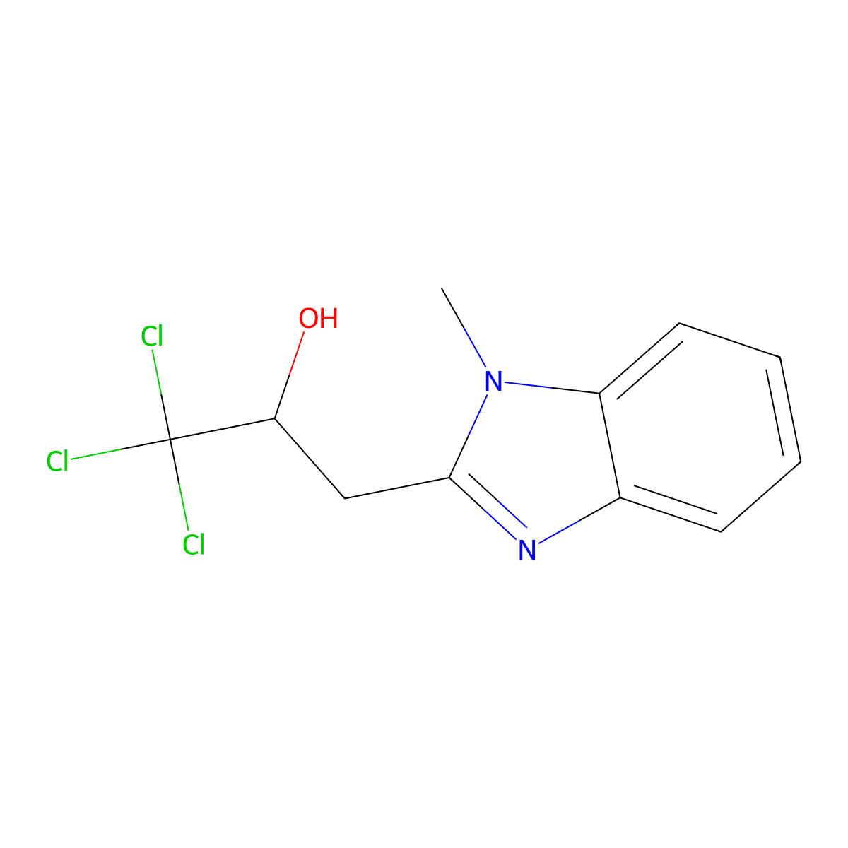 1,1,1-trichloro-3-(1-methyl-1H-benzimidazol-2-yl)propan-2-ol molecular structure, CAS 30780-06-4