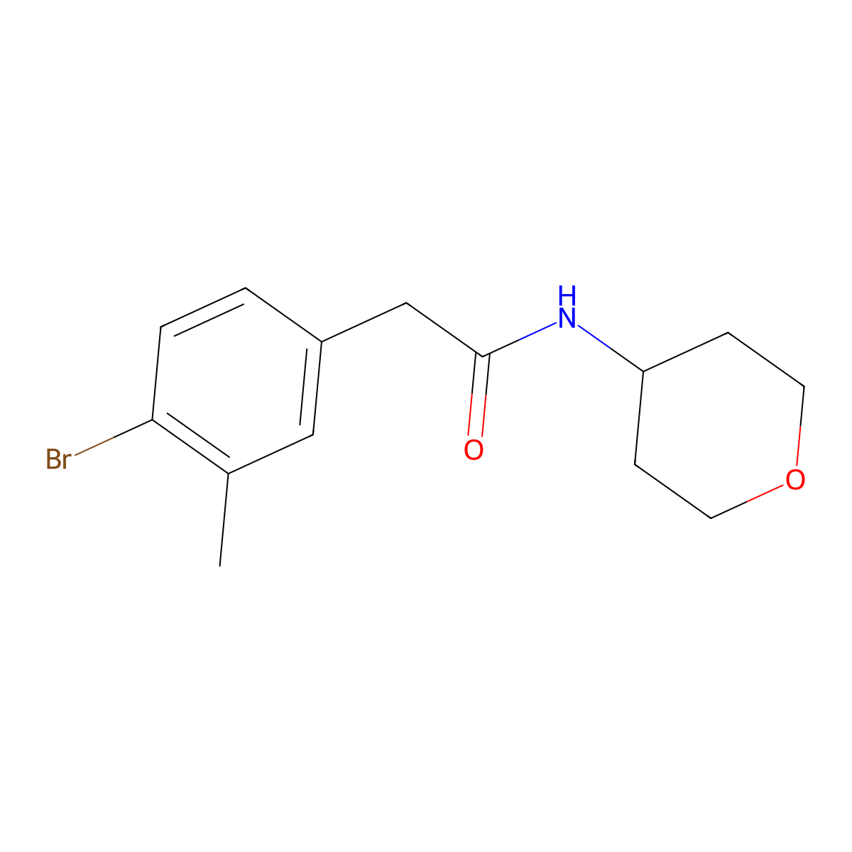 2-(4-Bromo-3-methylphenyl)-N-(tetrahydro-2H-pyran-4-yl)acetamide molecular structure, CAS 3078327-78-0