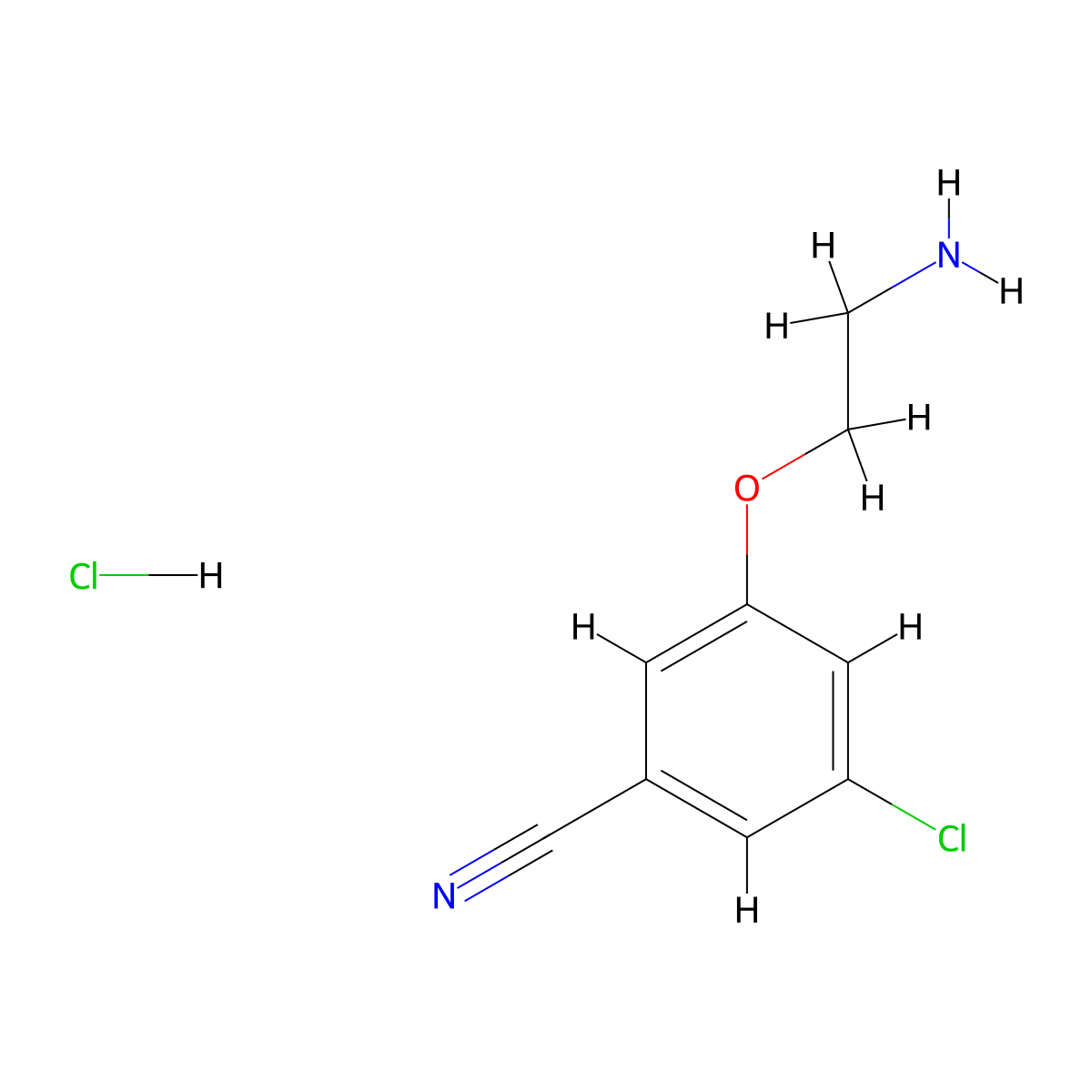 3-(2-Aminoethoxy)-5-chlorobenzonitrile hydrochloride molecular structure, CAS 3078352-57-2