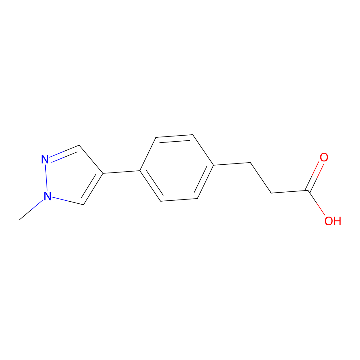 3-(4-(1-Methyl-1H-pyrazol-4-yl)phenyl)propanoic acid molecular structure, CAS 3078354-41-0
