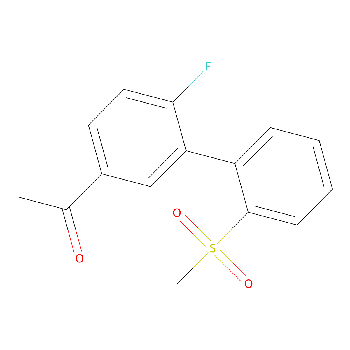 1-(6-Fluoro-2'-(methylsulfonyl)-[1,1'-biphenyl]-3-yl)ethanone molecular structure, CAS 3078368-13-2