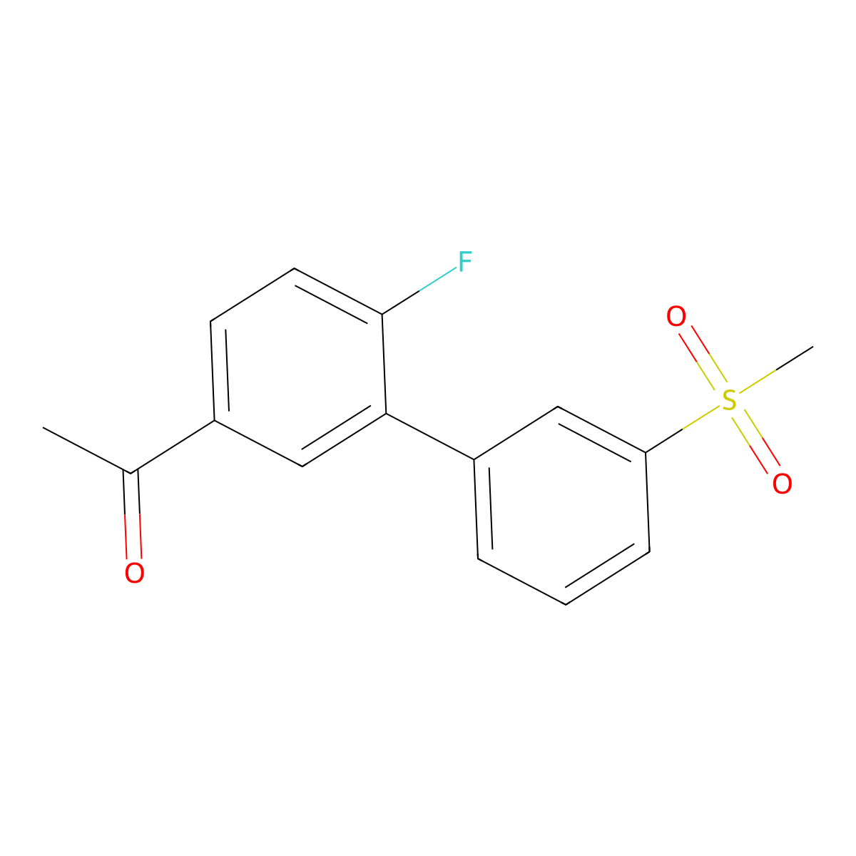 1-(6-Fluoro-3'-(methylsulfonyl)-[1,1'-biphenyl]-3-yl)ethanone molecular structure, CAS 3078378-37-4